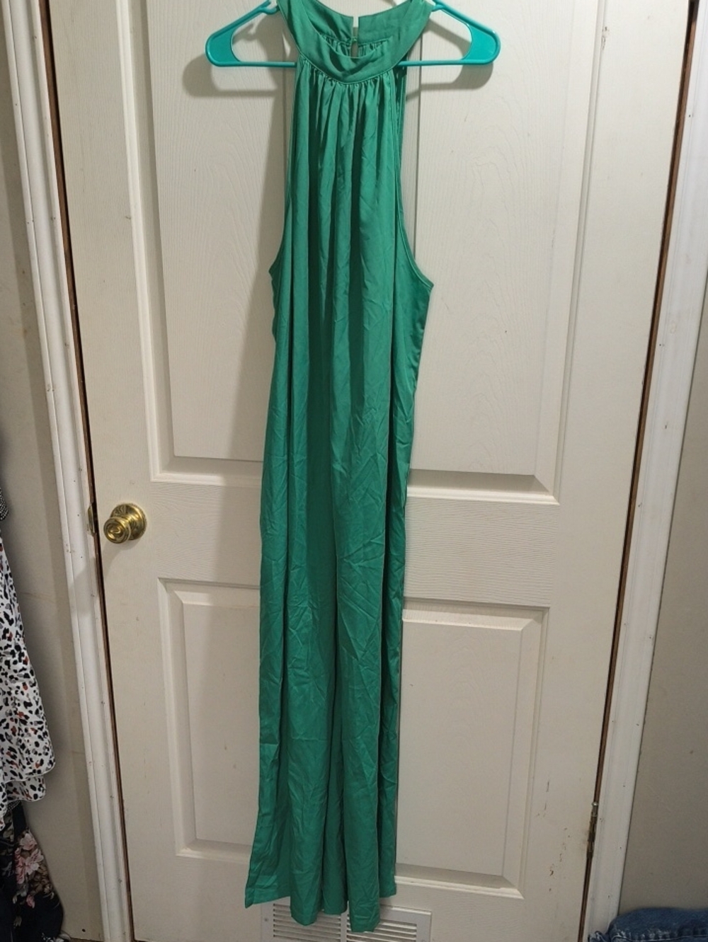 SHEIN Teal Green Halter Neck Wide-Leg Jumpsuit